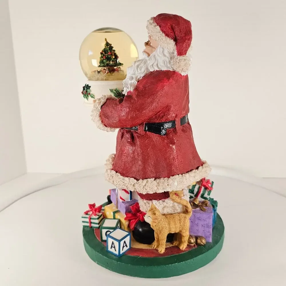 Pfaltzgraff Santa Holding Snow Globe Christmas Heritage Musical Figure 9